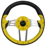 Golf Cart Steering Wheel Yellow Grips Black Spokes Inch webp