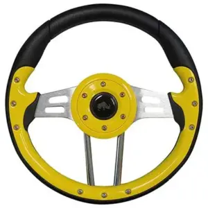 Golf Cart Steering Wheel Yellow Grips Black Spokes Inch webp