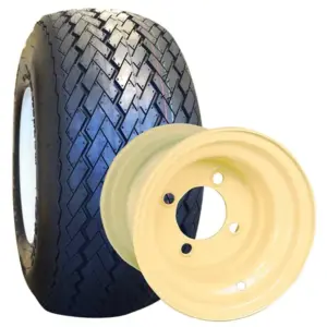 Golf Cart Tire and Wheel Combo x Steel Wheel Beige x RHOX Tire webp