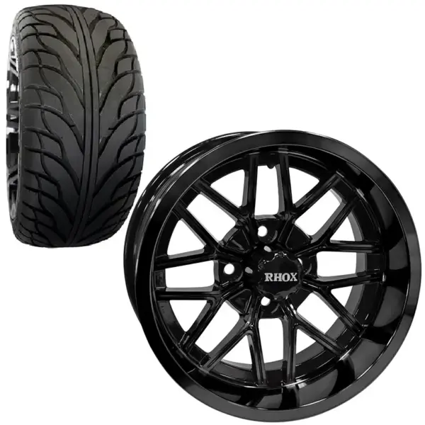 Golf Cart Wheel and Tire Combo xx Street TA Gloss Black webp