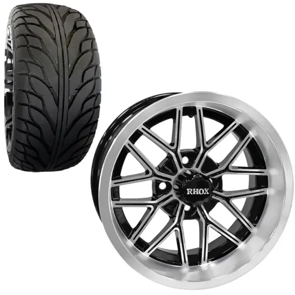 Golf Cart Wheel and Tire Combo xx Street TA Machined Black webp