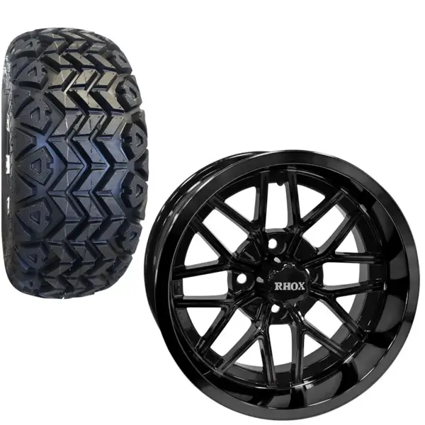 Golf Cart Wheel and Tire Combo xx All Terrain Gloss Black webp