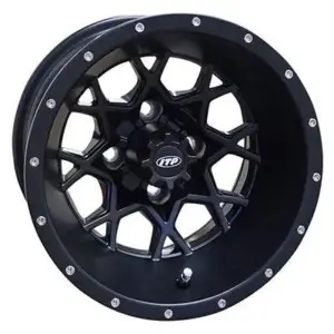 ITP Hurricane Matte Black w Center Cap x Golf Cart Wheel webp