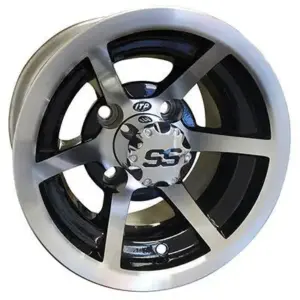 ITP SS Spoke Machined w Black w Center Cap x x offset Golf Cart Wheel webp