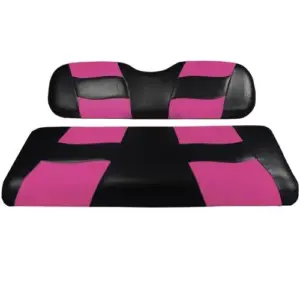 Madjax Golf Cart Rear Flip Seat Cover Set Black and Pink Riptide webp