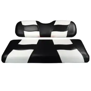 Madjax Golf Cart Rear Flip Seat Cover Set Black and White Riptide webp