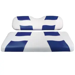 Madjax Golf Cart Rear Flip Seat Cover Set White and Blue Riptide webp