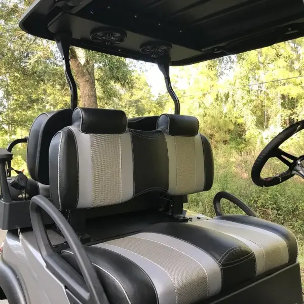 Premium Contour Three Tone Bench Back Golf Cart Seat With Headrest webp