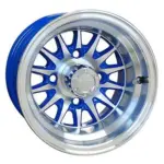 RHOX Phoenix Machined w Blue w Center Cap x ET Golf Cart Wheel webp