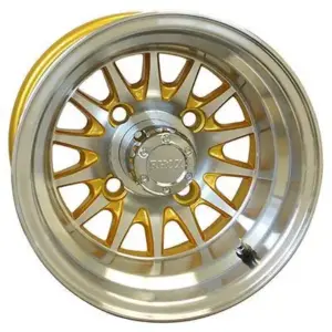 RHOX Phoenix Machined w Gold w Center Cap x Golf Cart Wheel webp