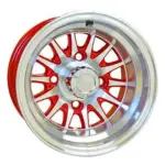 RHOX Phoenix Machined w Red w Center Cap x ET Golf Cart Wheel webp