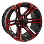 RHOX RX Black and Red w Center Cap x ET Golf Cart Wheel webp