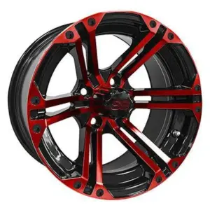 RHOX RX Black and Red w Center Cap x ET Golf Cart Wheel webp