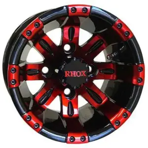 RHOX Vegas Black w Red w Center Cap x ET Golf Cart Wheel webp