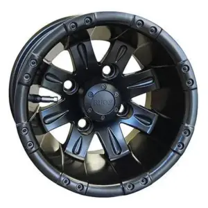 RHOX Vegas Matte Black w Center Cap x ET Golf Cart Wheel webp