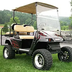 ezgo txt golf cart with jakes inch spindle lift kit installed and inch tall wheels and tires webp